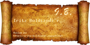 Iritz Boldizsár névjegykártya